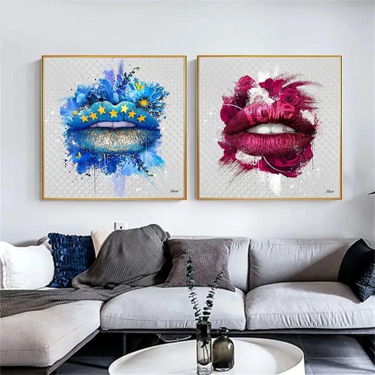 Street Graffiti Wall Art Crystal Porcelain Prints Pop Art Lips Poster Resin Paintings On The Wall Pictures For Home Decor