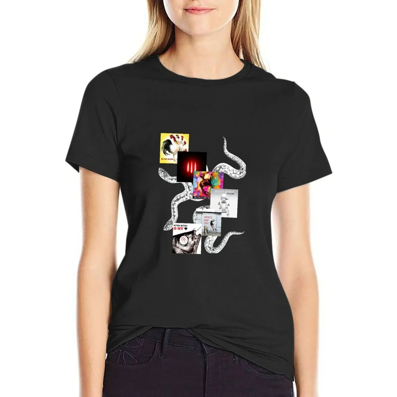

mother mother album covers WHiTE SnAKe T-Shirt sweat funny aesthetic clothes Top Women