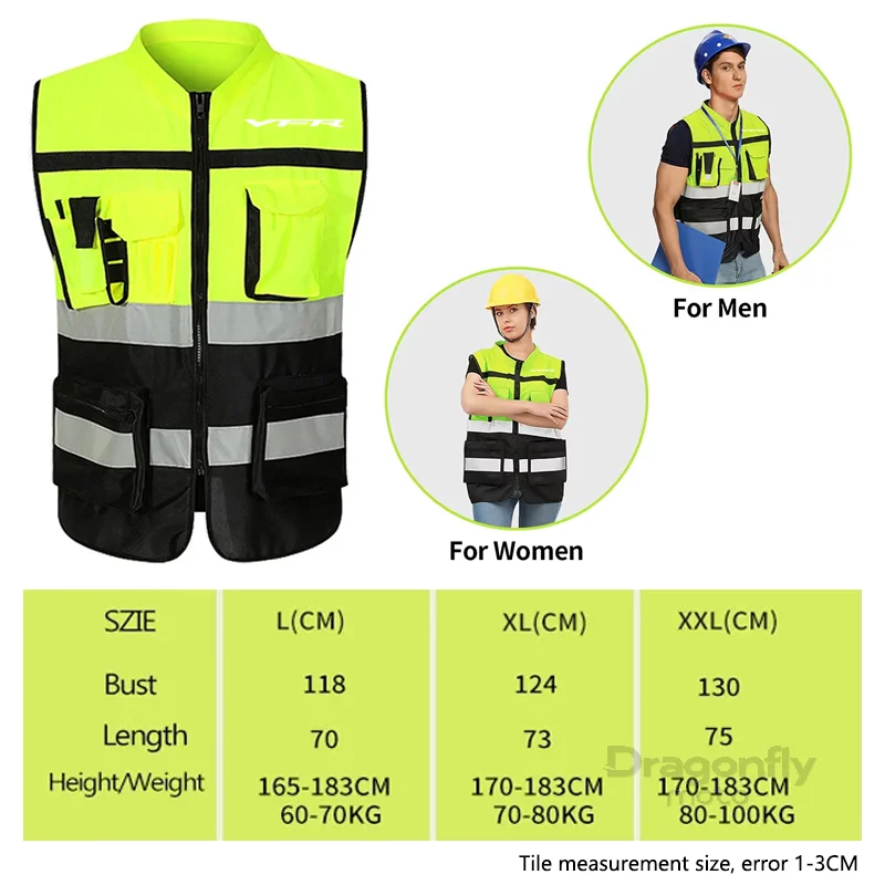 VFR Logo Motorcycle Multi Pocket Safety Vest Night Visibility Gear For HONDA VFR 800 1200x VFR750 VFR800X VFR800F VFR1200x