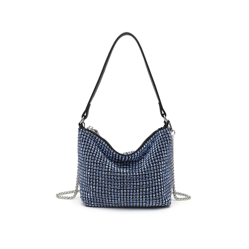 Handmade Diamond-encrusted Women's Armpit Bag Super Flash Knotted Hand Bag Celebrity Light Luxury Armpit Dinner Rhinestone Purse