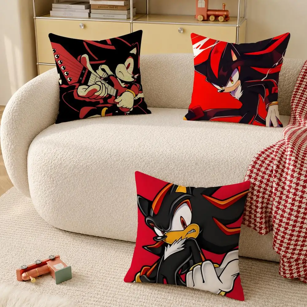 Game Shadow The H-Hedgehog Cushion Cover Wrinkle-Resistant Short Plush Cushion Covers Breathable Machine-Washable