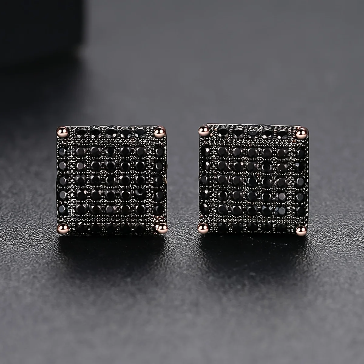 Hip Hop Männer Zirkon Ohrringe Schwarz Quadrat Ohrstecker für Männer Frauen Zirkonia Punk Maskuline Schmuck Geschenk