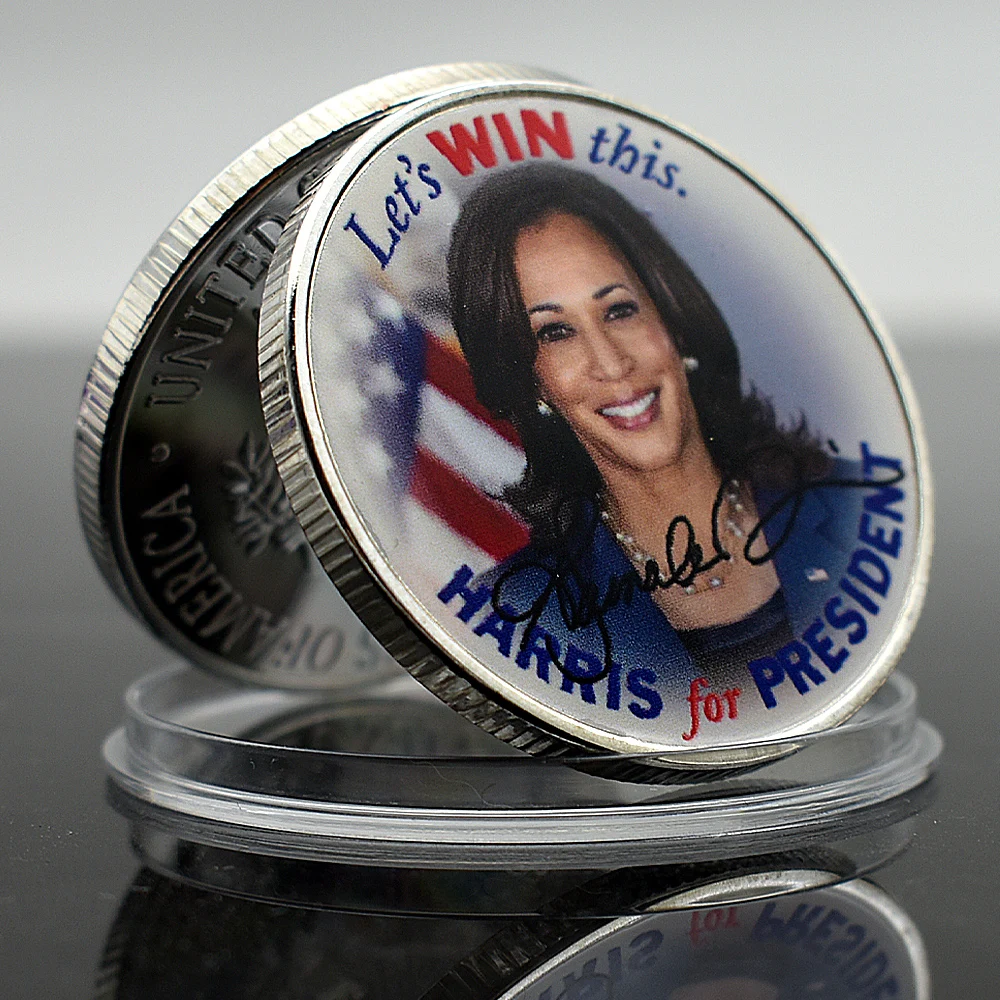 New US President Kamala Harris Commemorative Coin Metal Medallion Crafts Challenge Coin Collection Fans Gift