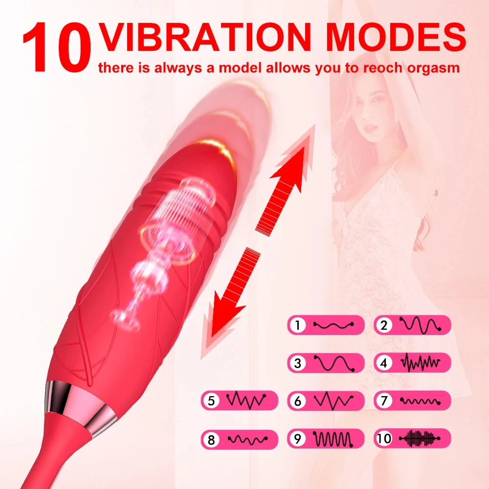 10 Speed Vibrating Clit Sucking Vibrator Female Sex Toy Rose Vibrator Thrusting Stretch G Spot Dildo Licking Sucking Sex Toys