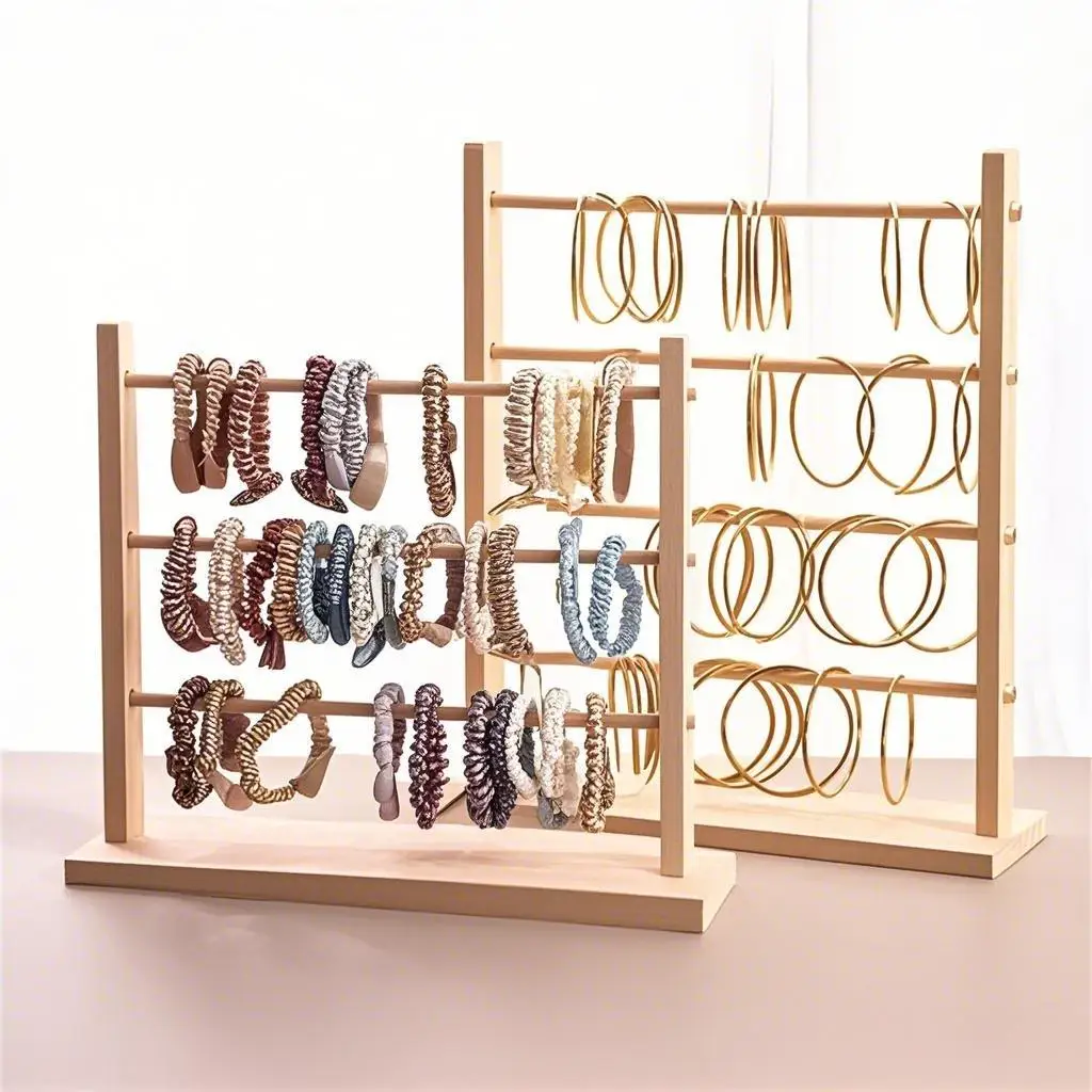 Présentoir organisateur de bijoux, support de comptoir suspendu pour colliers en bois, pour chaînes, serre-tête, vitrine, support de rangement