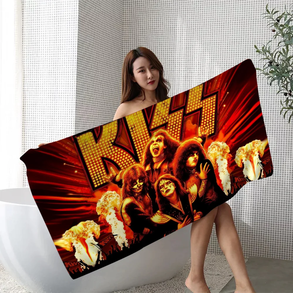 Retro-KISS Rock Band Towel Microfiber Beach Towel Absorbent Quick dry Soft Yoga Swimming Resort Mountain Climbing Towel