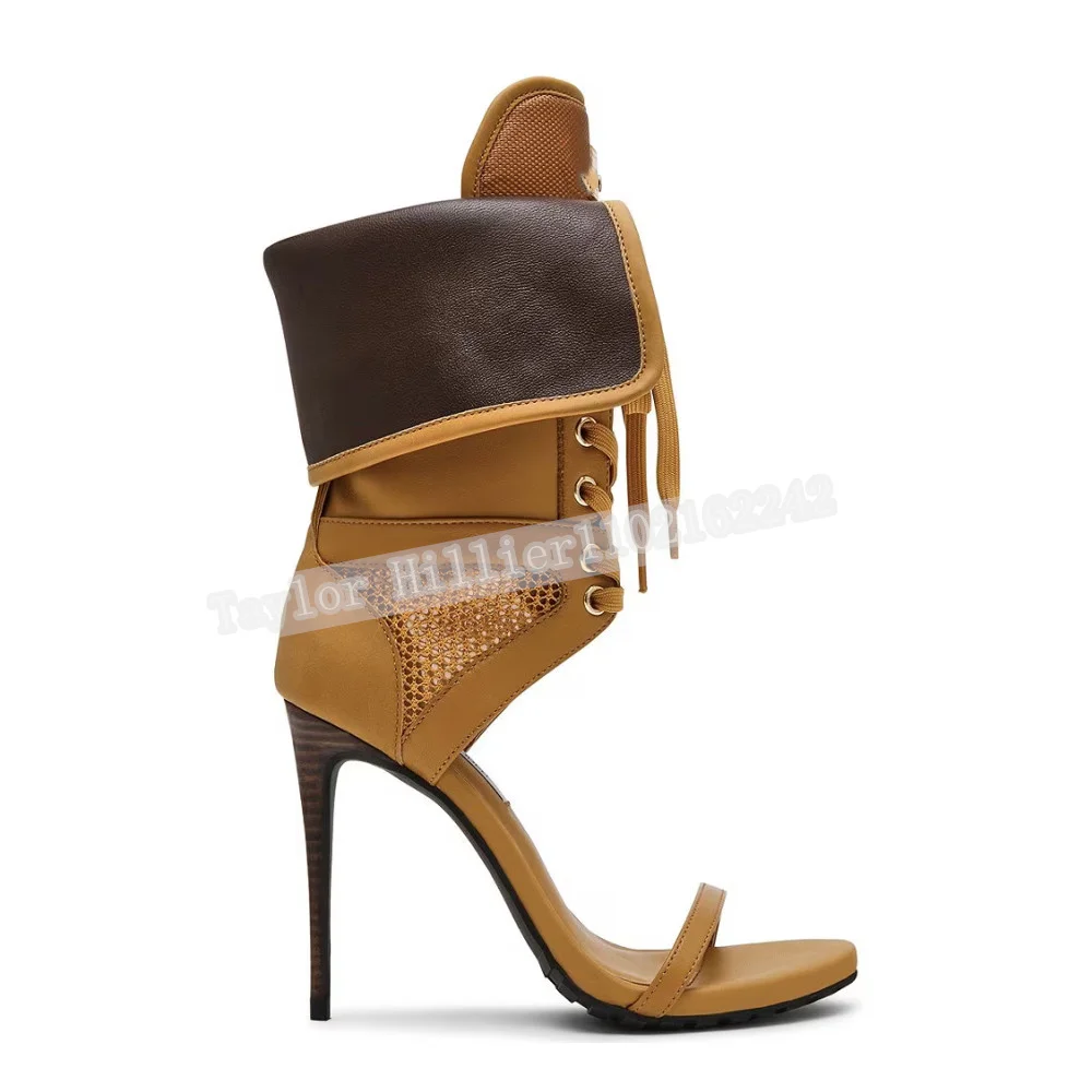 Women Open Toe Stiletto Heel Sandals Lace-Up Mesh Patchwork Cuff Ankle High Heels Fashion Party Nightclub Dress Shoes For Ladies view 4