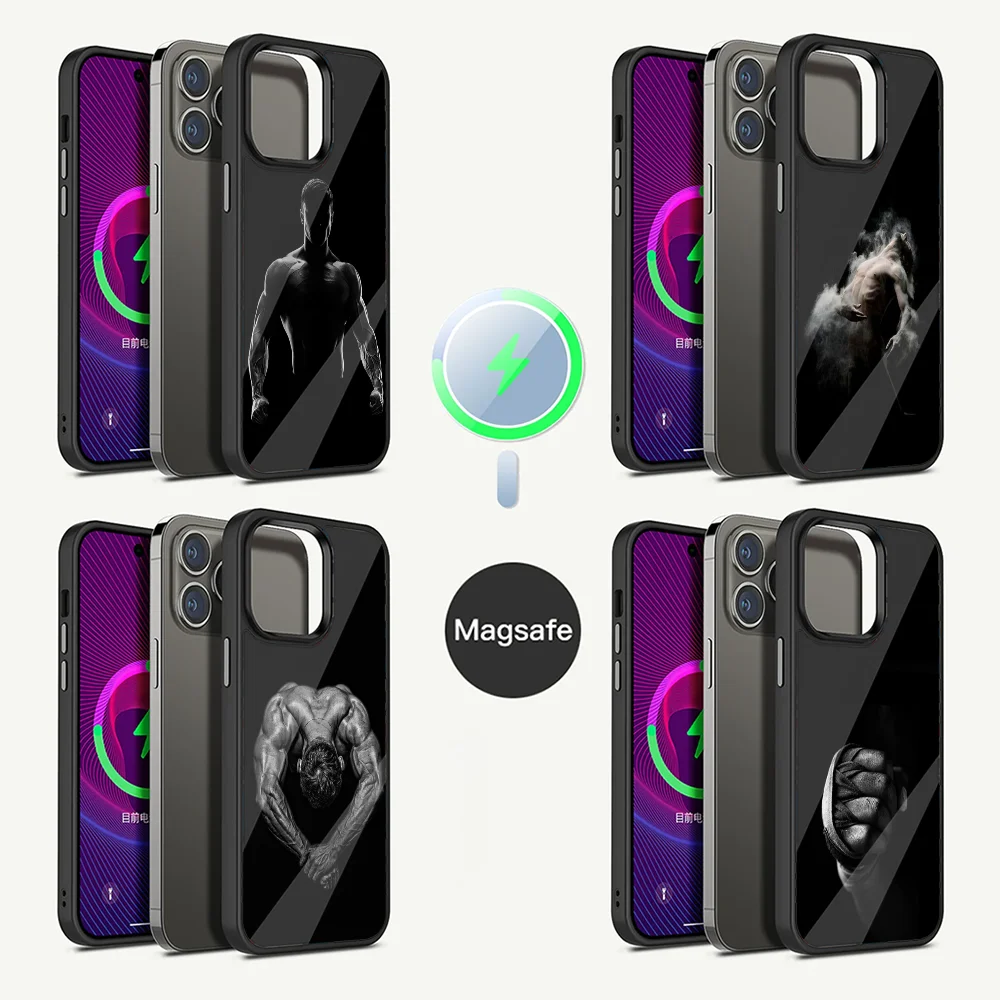 Bodybuilding Gym Fitness Phone Case For iPhone 15,14,13,12,11,Plus,Pro,Max Mini Magsafe Magnetic Wireless Charging