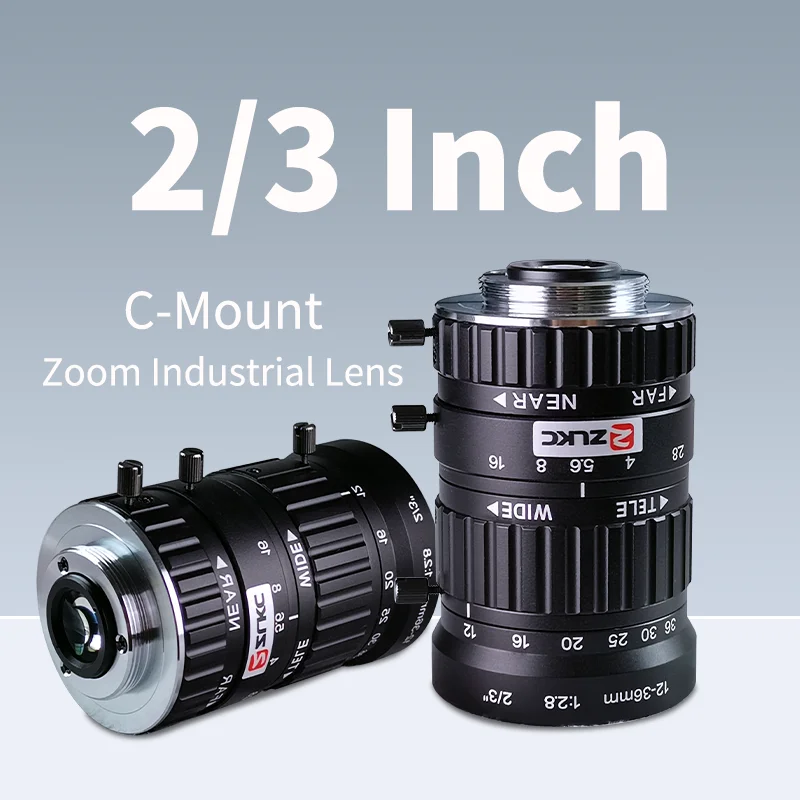 5Megapixel 12-36mm HD CCTV Lens Manual Iris Varifocal C Mount Lens For IP Cameras Low Distortion FA Lens 2/3 \'\' Zoom FM12036MP5