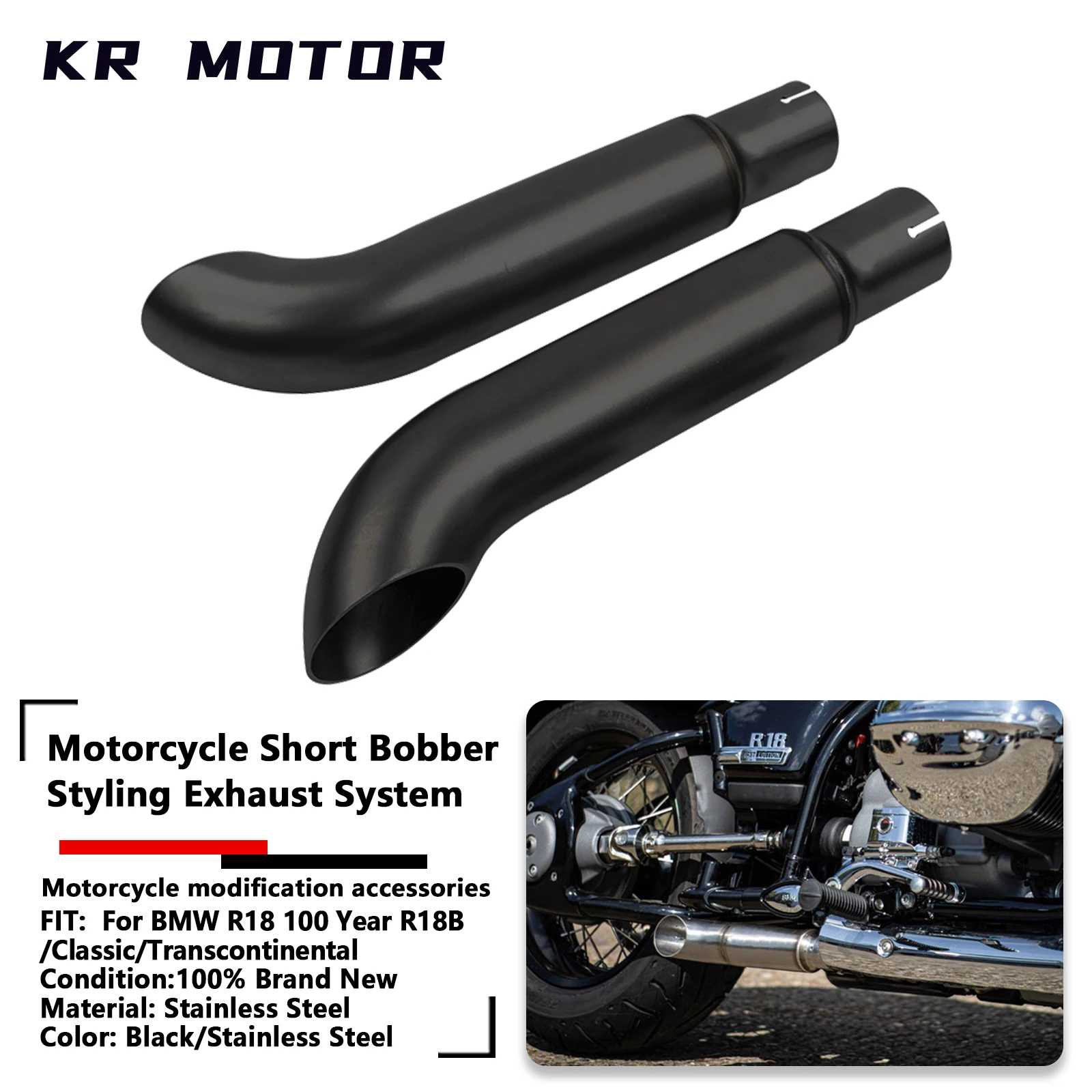 

Short GP Bobber Slip Ons Mufflers Fit For BMW R18 100 Year R18B R 18 B/Classic/Transcontinental Tail Pipe Slip-On Exhaust System