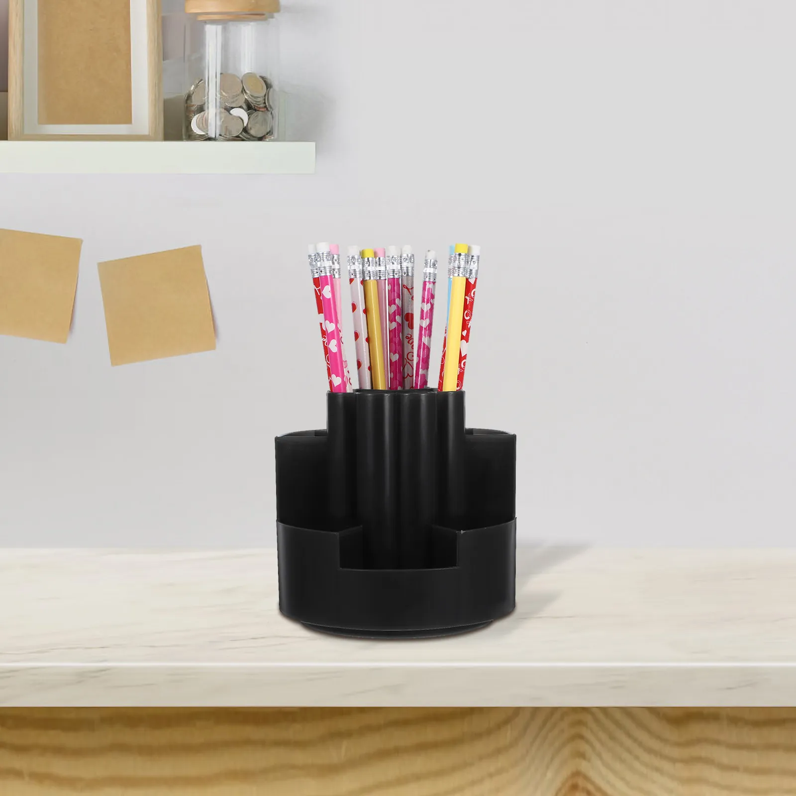 Rotating Pencil Case 360 Spinning Desk Organizer Compact Small Desktop Storage for Pens Pencils Office Stationery Supplies