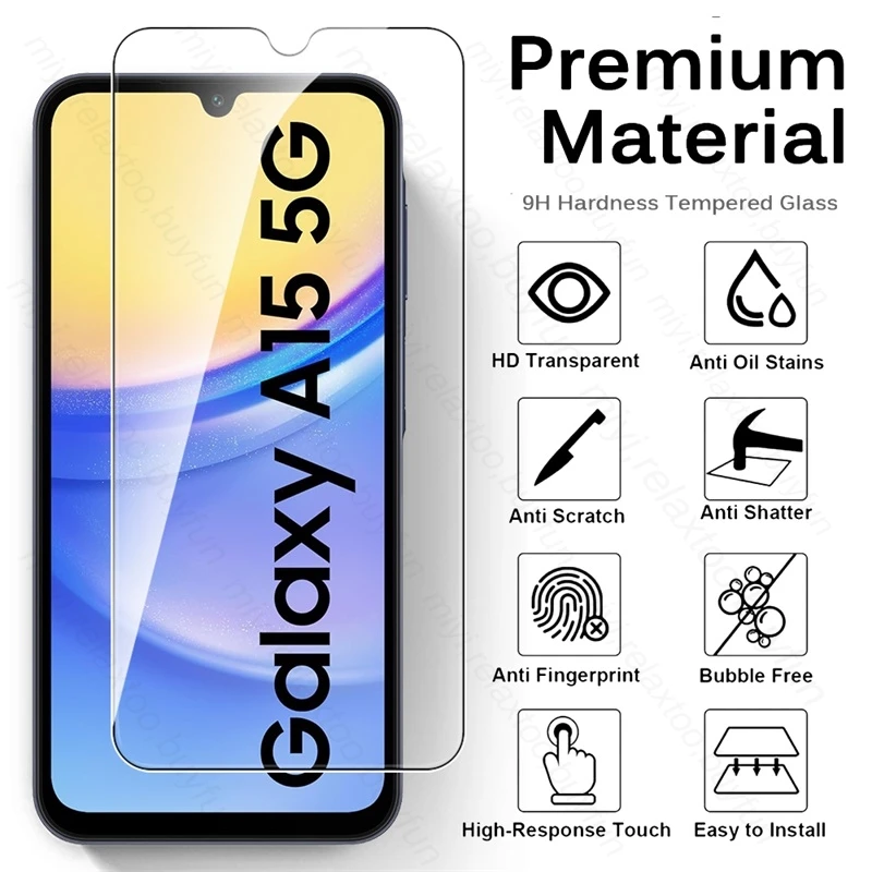 2 uds 9H vidrio templado Premium para Samsung Galaxy A15 5G funda protectora de vidrio SamsungA15 Samung A 15 4G 25 35 55 5G 15A 35A 55A