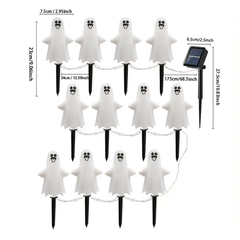أضواء علامات مسار الهالويين المقاومة للماء ، أضواء شمسية ، أضواء الشبح ، ديكور شبح الهالويين