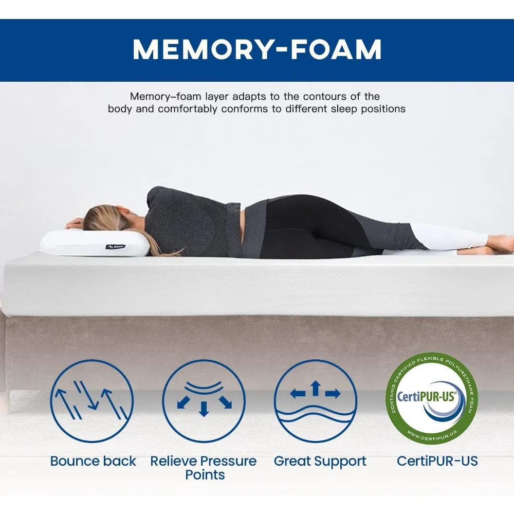 6/8/10/12 inch Gel Memory Foam Mattress for Cool Sleep & Pressure Relief, Medium Firm Mattresses (10 in, Queen)