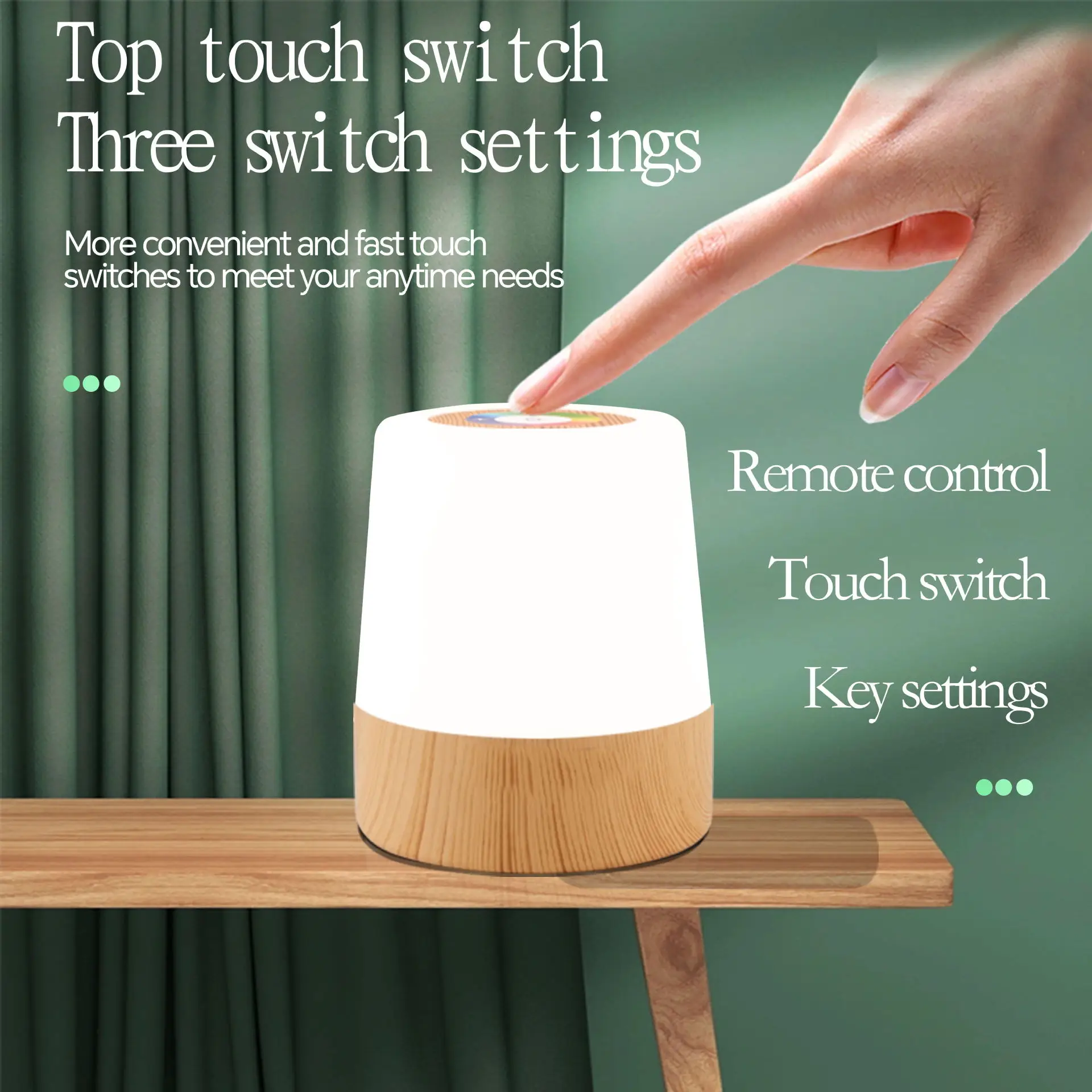 Touch Table Lamp Bedside Night Light with Remote Control Infinitely Dimmable Timer Function USB Rechargeable Kids Children Gift