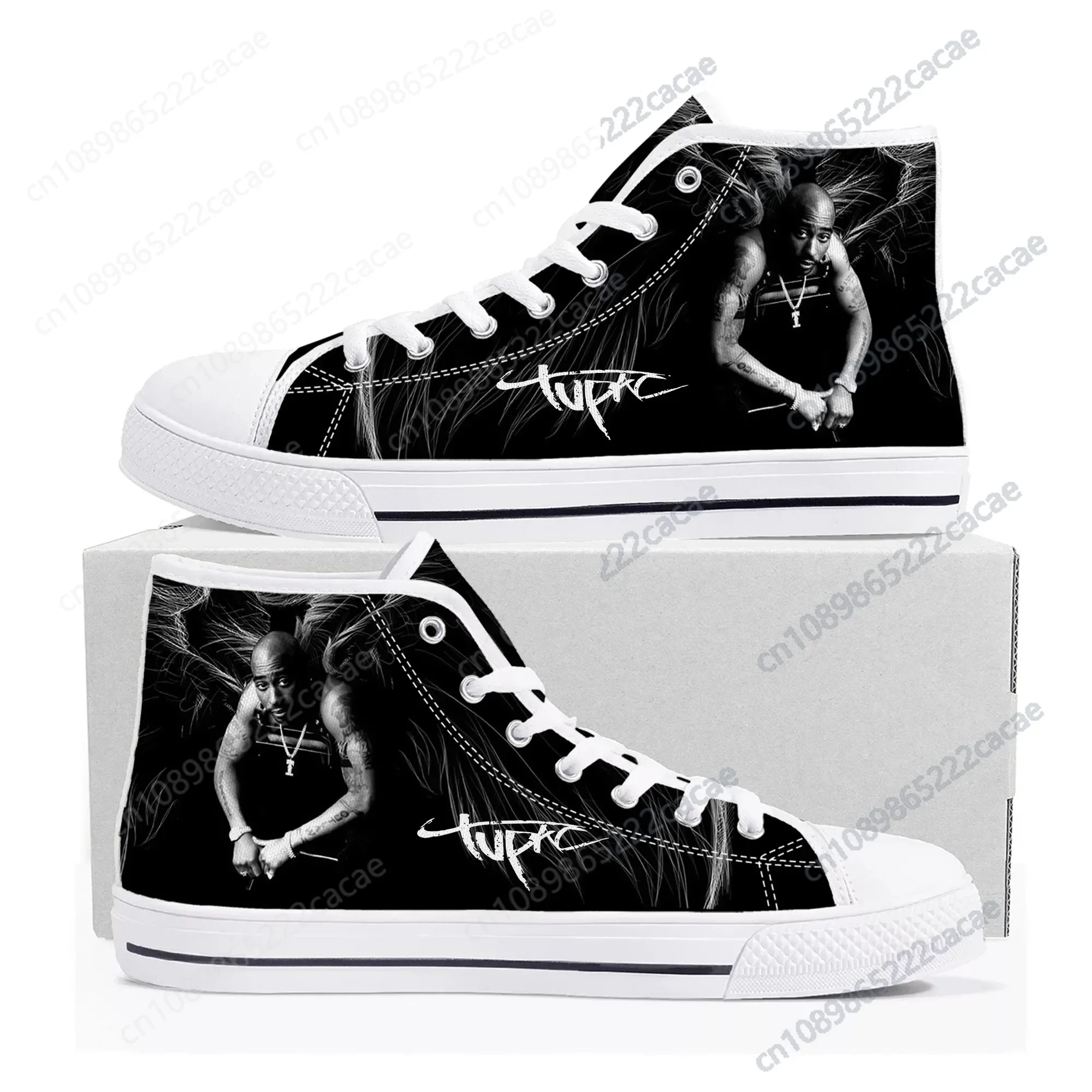 

Rap 2Pac Tupac High Top High Quality Sneakers Mens Womens Teenager Canvas Sneaker All Eyez on Me Casual Couple Shoes Custom Shoe