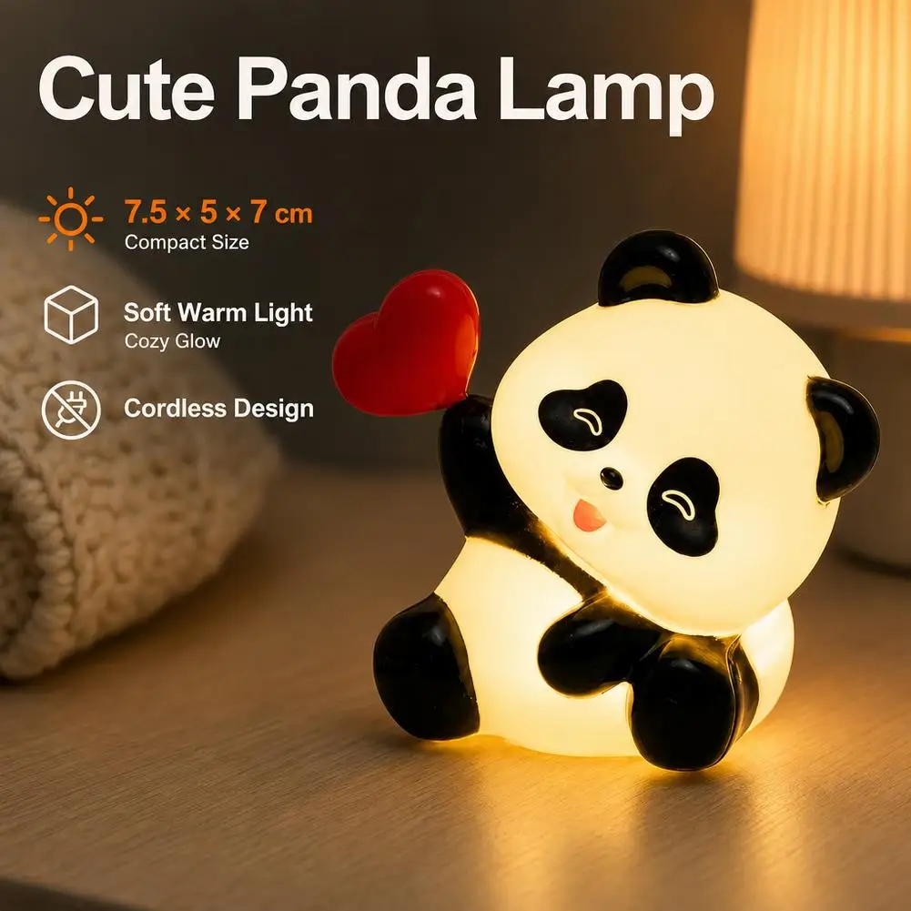 Cute Panda Night Lamp Cake Topper Miniature Animal Figurine Desktop Decoration Wedding Favors Party Gift