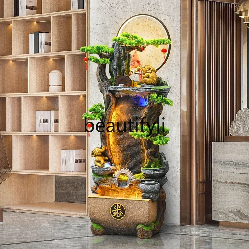

EEENew Chinese style lucky feng shui wheel rockery flowing water ornament porch TV cabinet next to housewarming decoration gift