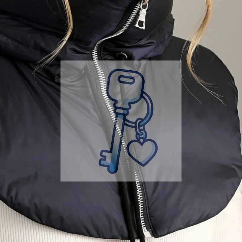 

Ultralight Down Hooded Hats Drawstring Removable Neck Cover Scarf Hat Zippper Coat Short Tank Top Women's