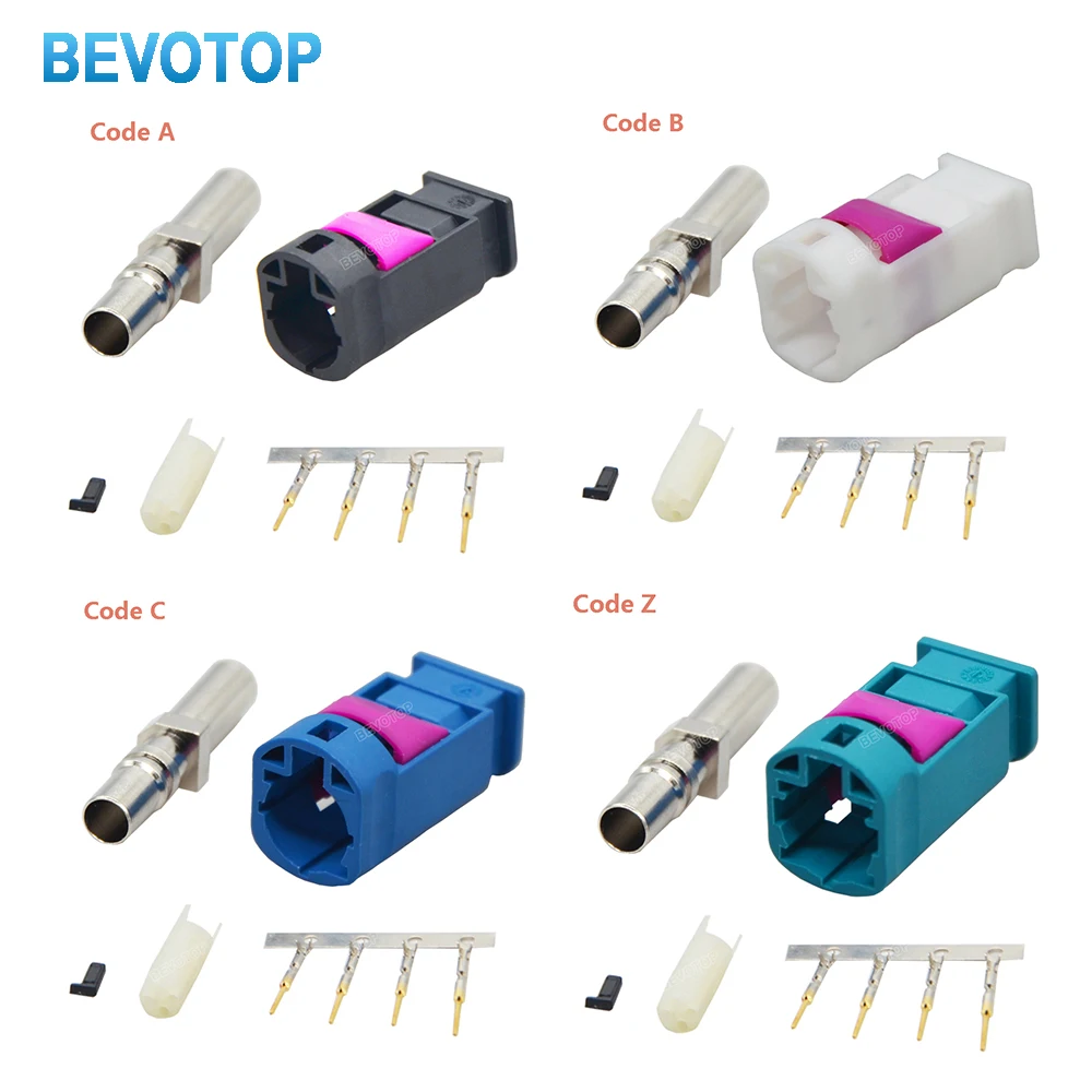 1PCS 4 Pin HSD Male Connectors Crimp Straight Male Plug Car Vehicle LVDS Connector for Dacar 535 Cable A/B/C/D/G/H/K/Z Code