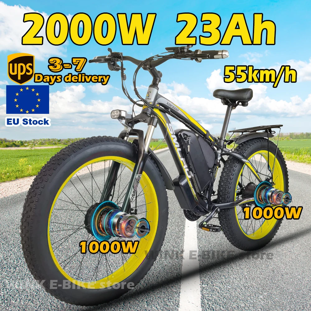 

Electric Bike 2000W Motor Ebike for Adults with Removable Battery 48V 23Ah 26" x 4.0 Fat Tire Electric Mountain Bike 7 Speed