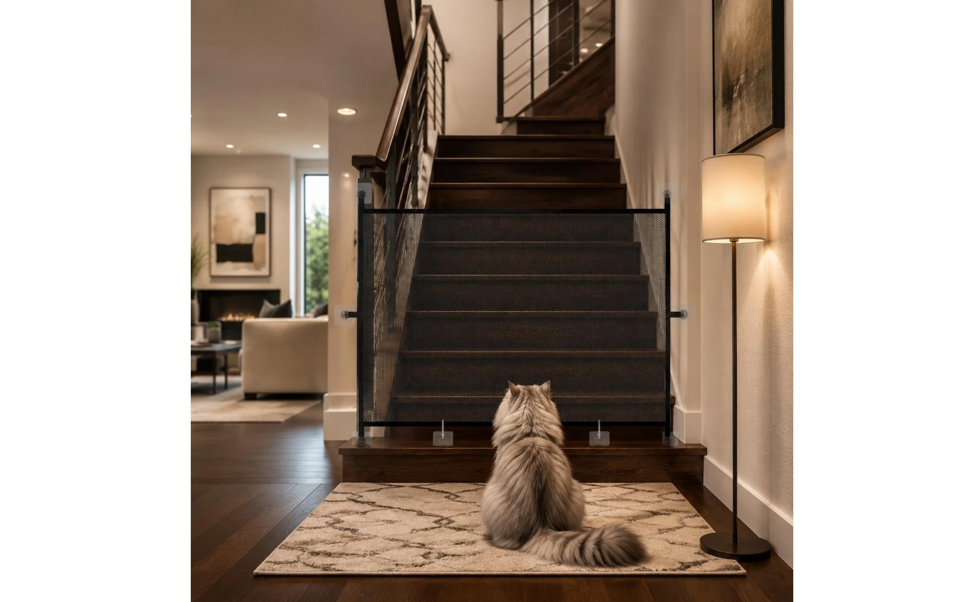 Mesh Pet Barrier Panel Black Frame Rectangular Mesh Gate Panel Indoor Pet Divider Sturdy Dog Fence Panels Long-Lasting Mesh Pet Barrier Panel Black Frame Rectangular Mesh Gate Panel Indoor Pet Divider Sturdy Dog Fence Panels Long-Lasting