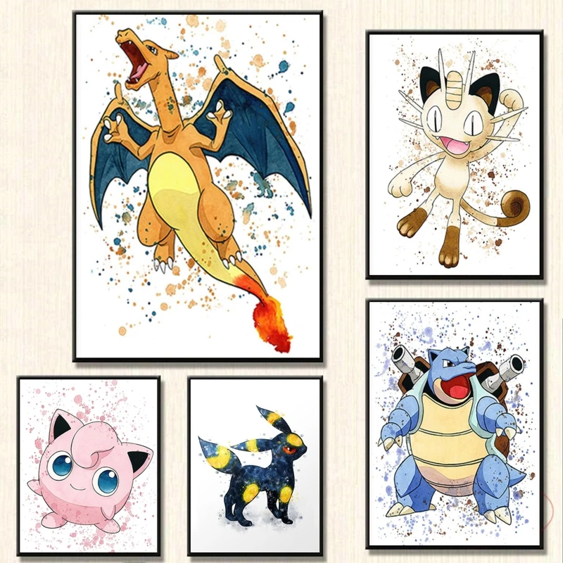 

Canvas Posters Pokemon Meowth Wall Art Home Comics Pictures Children Gifts Decoration Paintings Modular Prints Decorative