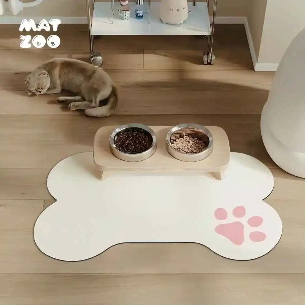 VIKAMA Cartoon Bones Haustier-Essmatte, schmutzabweisend, wasserdicht, rutschfest, Hunde- und Katzenfutter und Lunch-Schüsselmatten, Heimdekoration