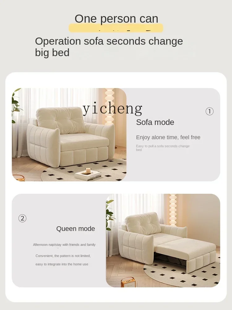 cream wind matte cloth single double triple folding sofa bed dual purpose living room study