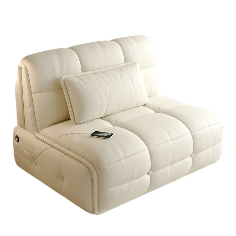 

sofa bed retractable, small apartment living room multi-functional cream wind, multi-functional dual-purpose electric bed
