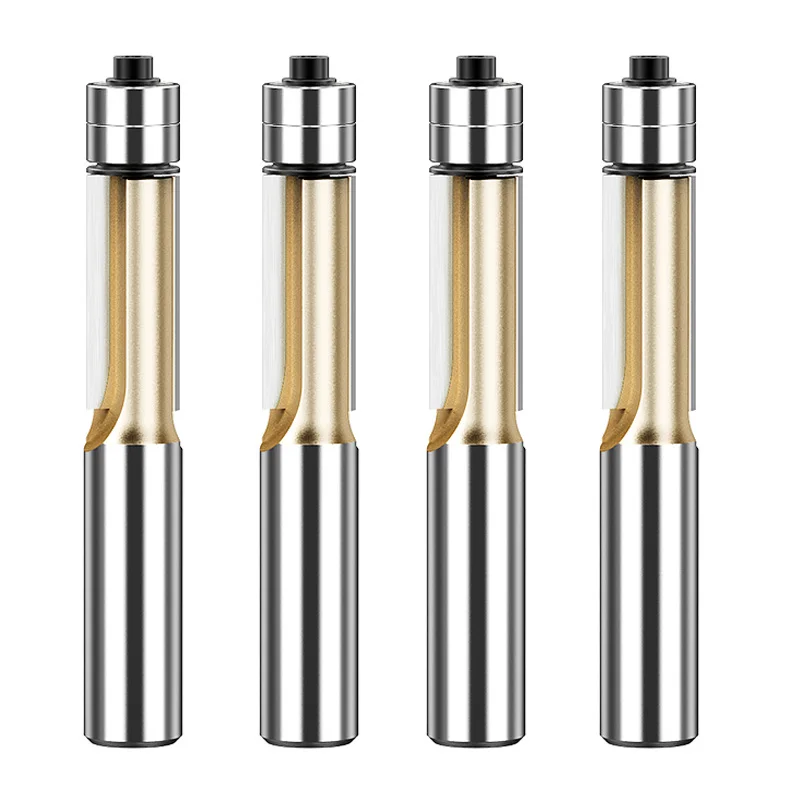 

Набор фрез для дерева HUHAO с двойным подшипником, 2-зубая прямая режущая насадка для обрезного станка с ЧПУ, деревообрабатывающий фрезерный станок