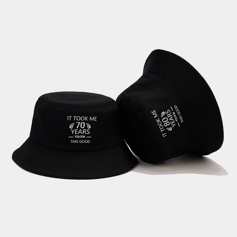 Funny Age Slogan Embroidered Bucket Hat Casual Cotton Sun Hat for 60th/70th/80th Birthday Gift