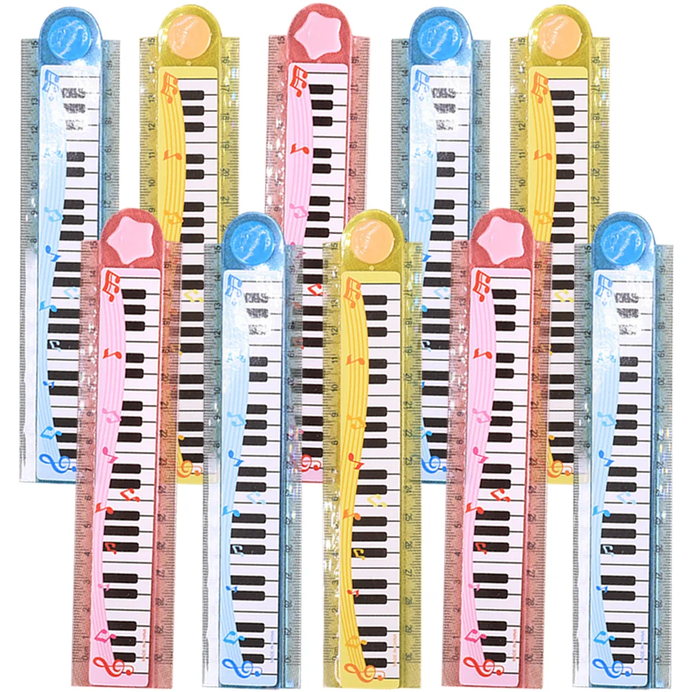 10 Pcs Dyslexia Tools for Kids 30cm Piano Ruler Cartoon Children Foldable Straight Pupils Rulers School