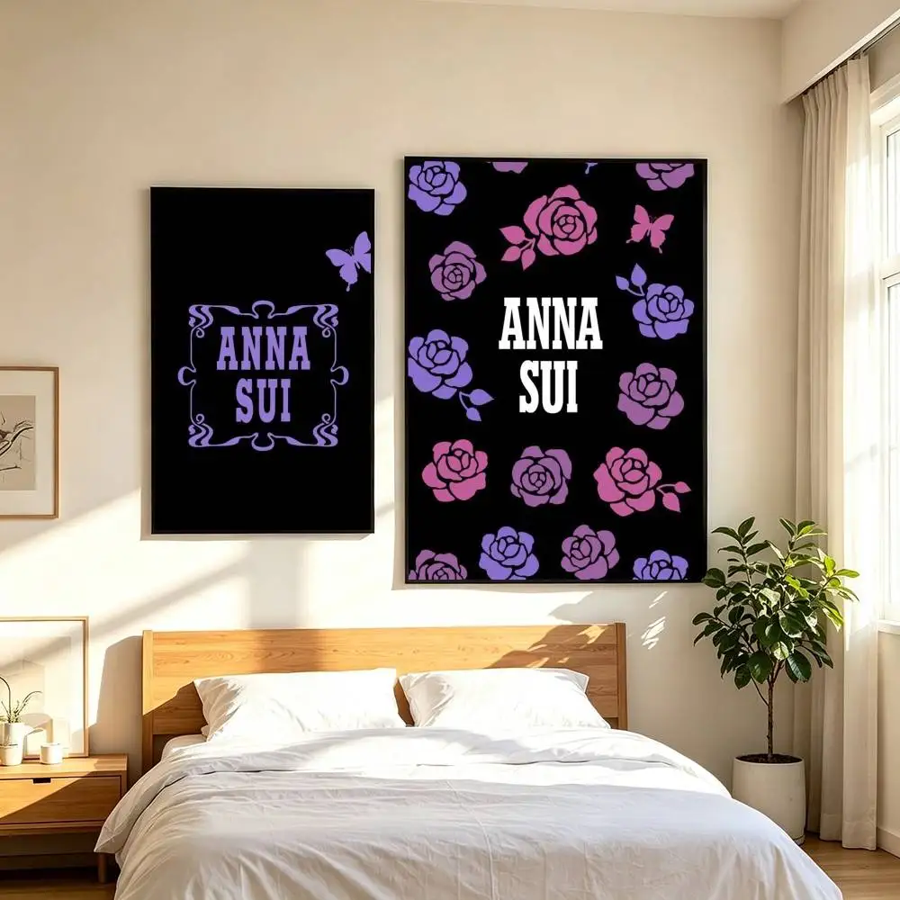 A-ANNA SUI Rose Butterfly  Poster High Quality Dorm Living Room Aesthetic Wall Decoration Painting Stickers Gift