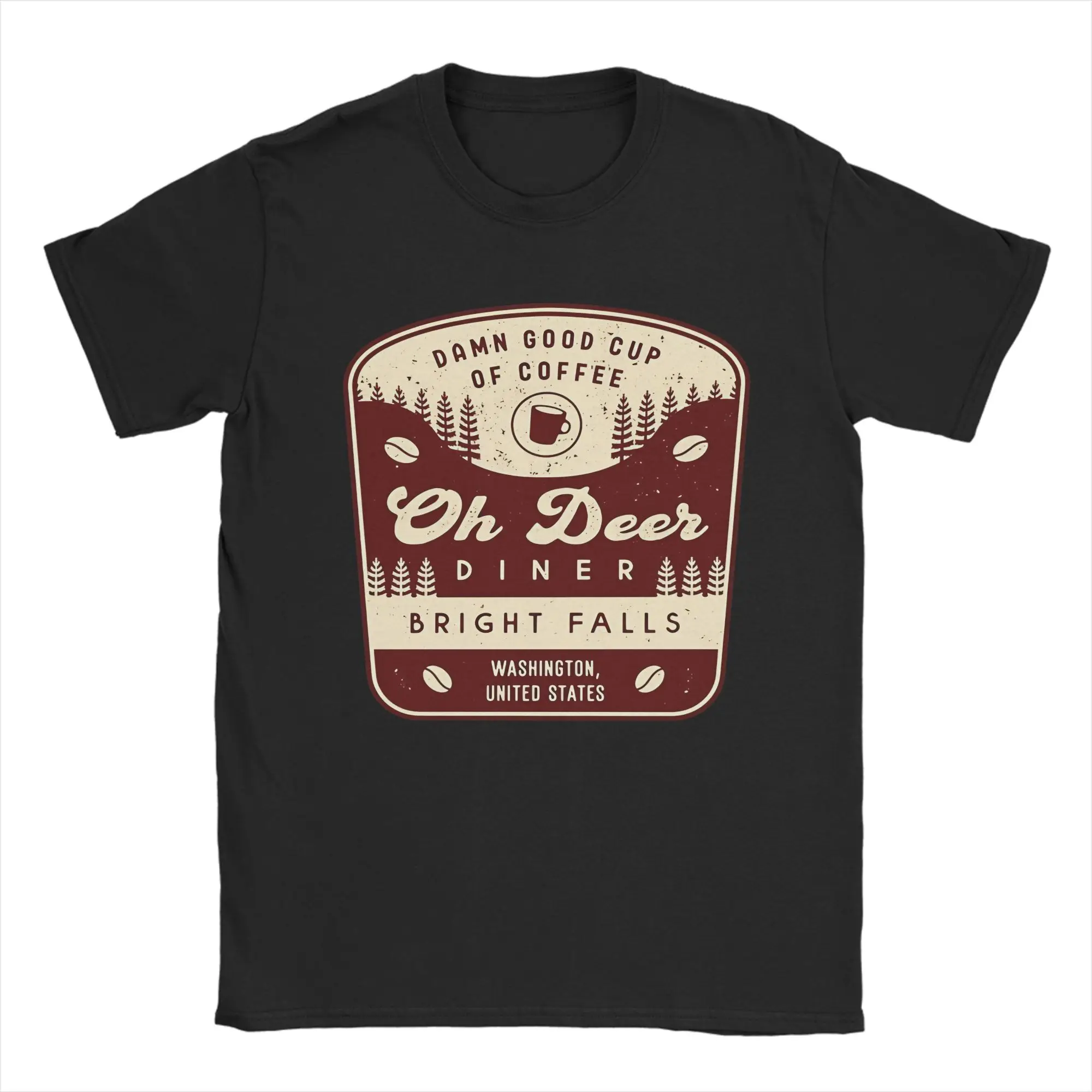 Alan Wake Oh Deer Diner Emblem  Men T Shirts  Vintage Tees Short Sleeve Round Neck T-Shirts Pure Cotton Plus Size Tops