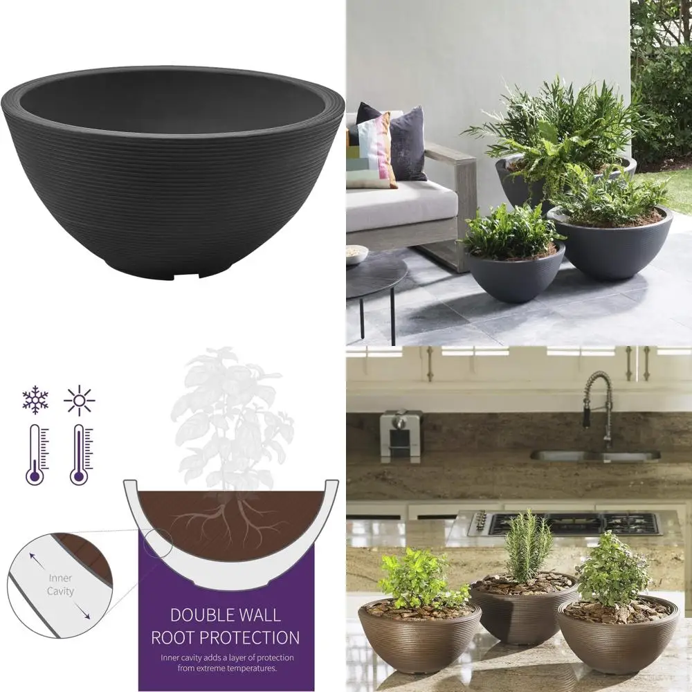 

Round Shallow Plant Pot for Indoor Outdoor Use, Ideal for Water Gardens, Bonsai, and Succulents, Durable Garden Planter Bowl