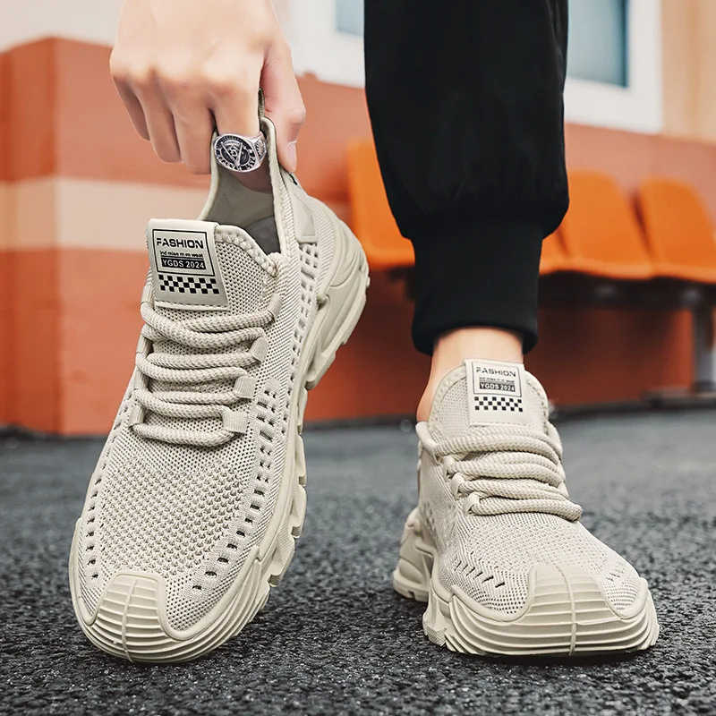 Men Running Sneakers Breathable Mesh Lightweight Sport Shoes Anti Slip Walking Shoes Outdoor Training Fitness Casual Footwear