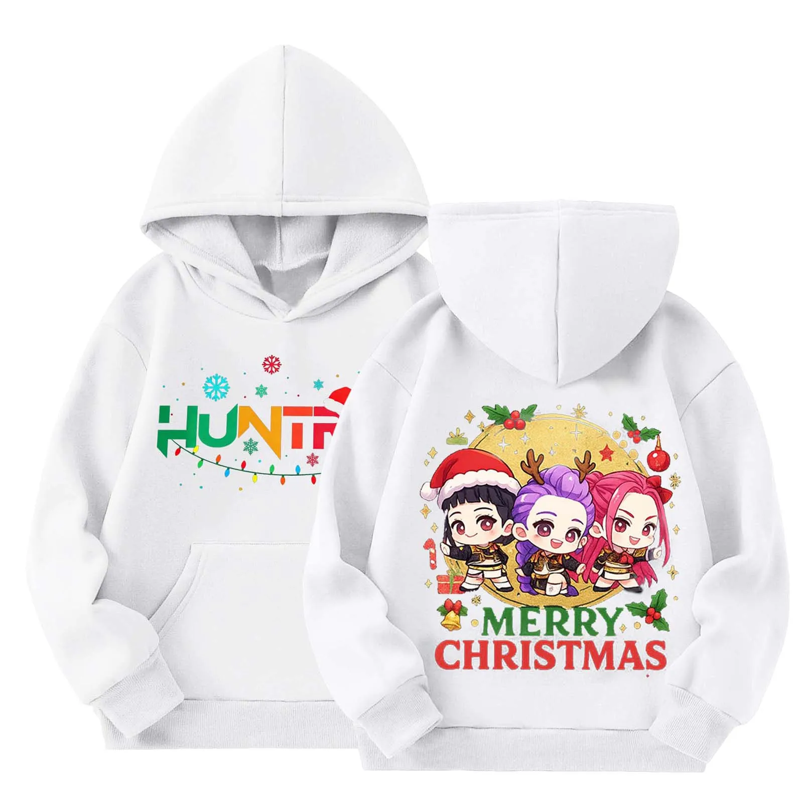 

Streetwear Hoodie For Girls Fashion Cute Graphic Printed Sweatshirts Kids Clothes Tops With Pockets K-Pop Demon Hunters 어린이 가을옷