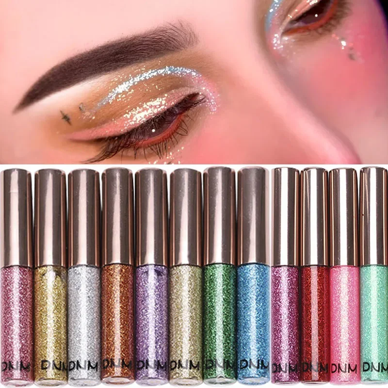 14 Colors Diamond Glitter Eyeliner Waterproof  Shiny Silver Pink Gold Color Pigment Liquid Eyeliner Makeup  Beauty Tools