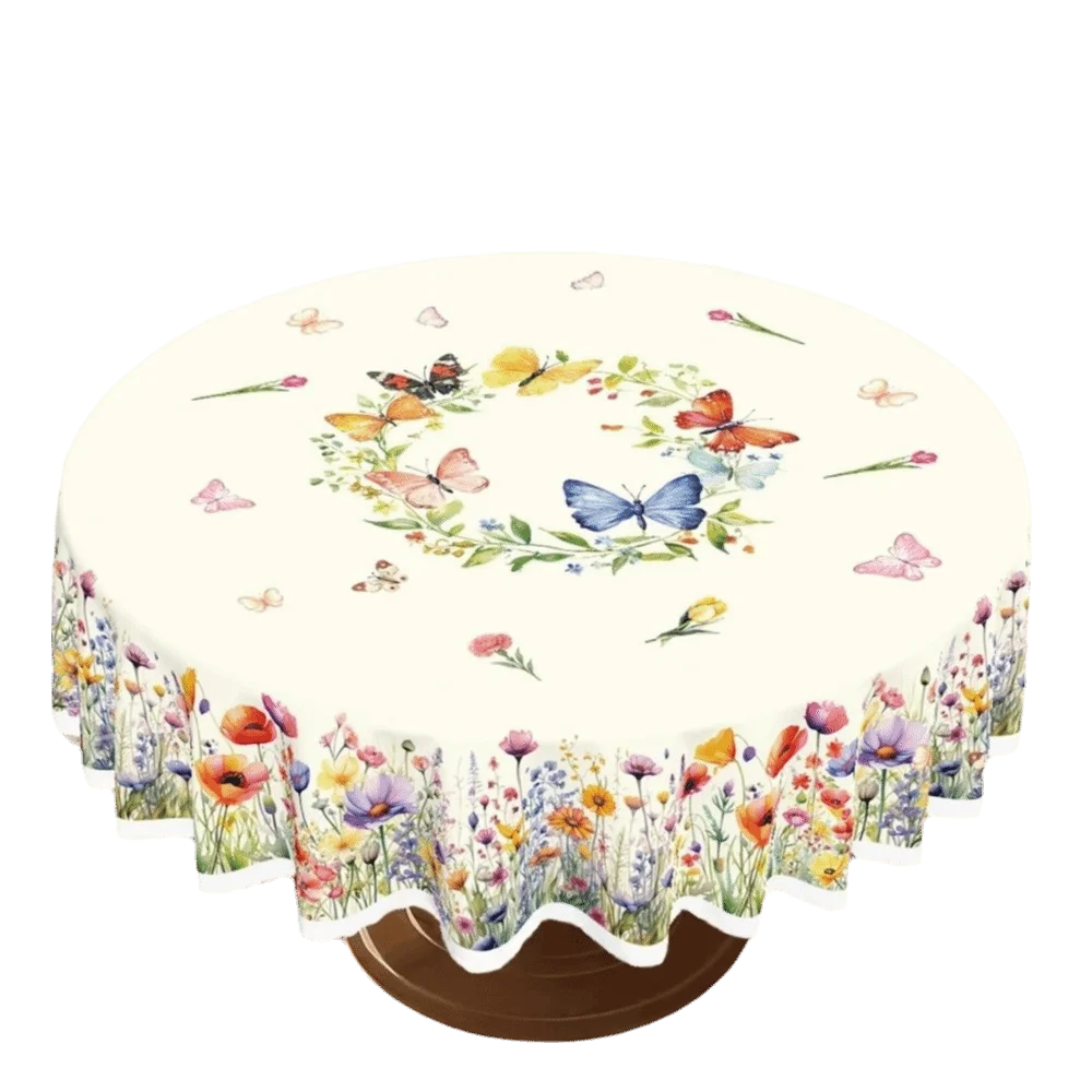 

Sweet Floral Tablecloth Waterproof Embossed Edge Table Mat Anti-fouling Rabbit Butterfly Desk Decoration Cloth Picnics
