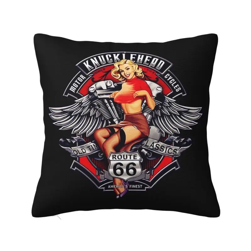 Vintage Route 66 Mother Road Pillow Decor Home Biker America Highway Nordic Cushion Cover Soft Pillowcase