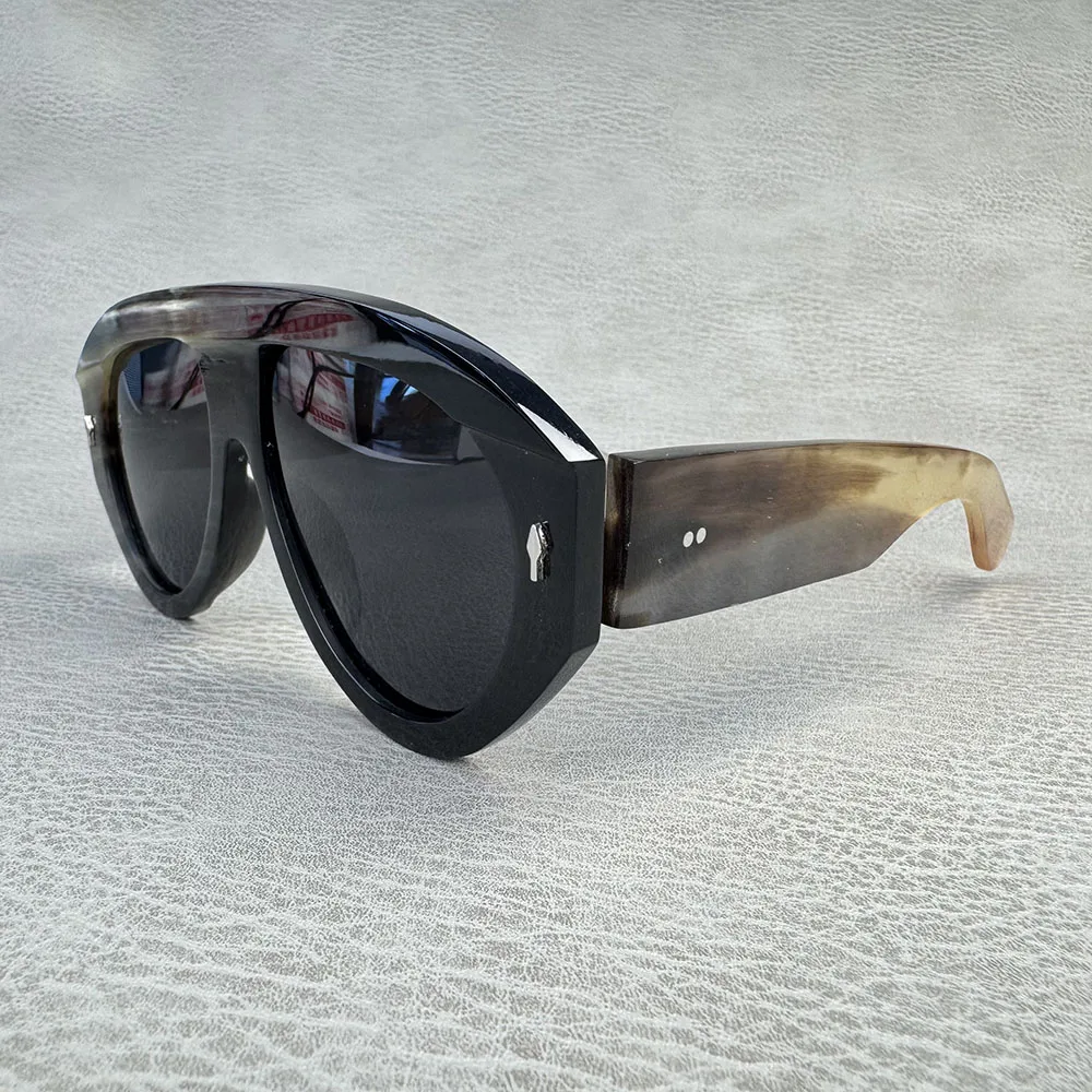 

Man Glasses Frames Oversize Vintage Aviator Arrow Handmade Natural Horn Men Sunglasses Women Myopia Optical Lenses Eyeglasses