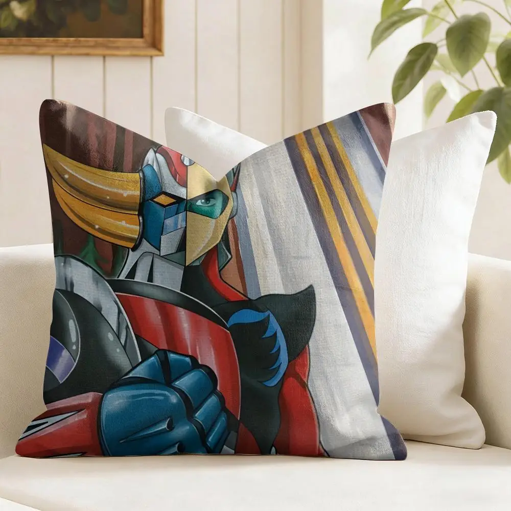 U-UFO Robot Cushion Cover Eco Linen Pillow Case | Double-Sided Print, Breathable & Durable, Hidden Zipper Home Decor Gift