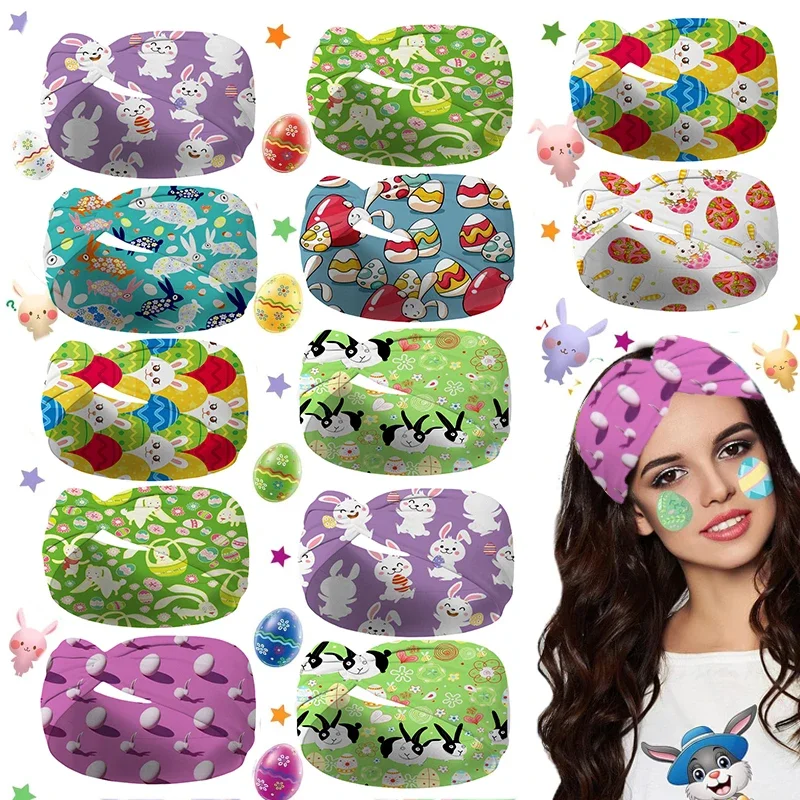 

Easter Headbands Elastic Non Slip Hair Accessories Bulk Rabbit Egg Carrot Pattern Hairband For Women Girl Yoga Running Workout