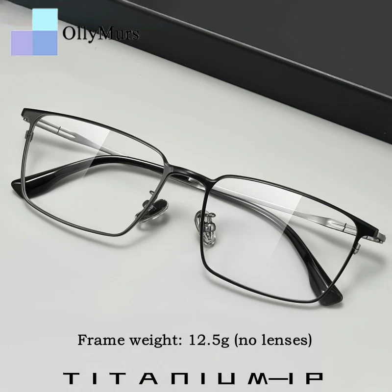 

OLLYMURS классические деловые мужские очки из чистого титана, ультра легкие модные квадратные оптические очки по рецепту, оправа BD86037