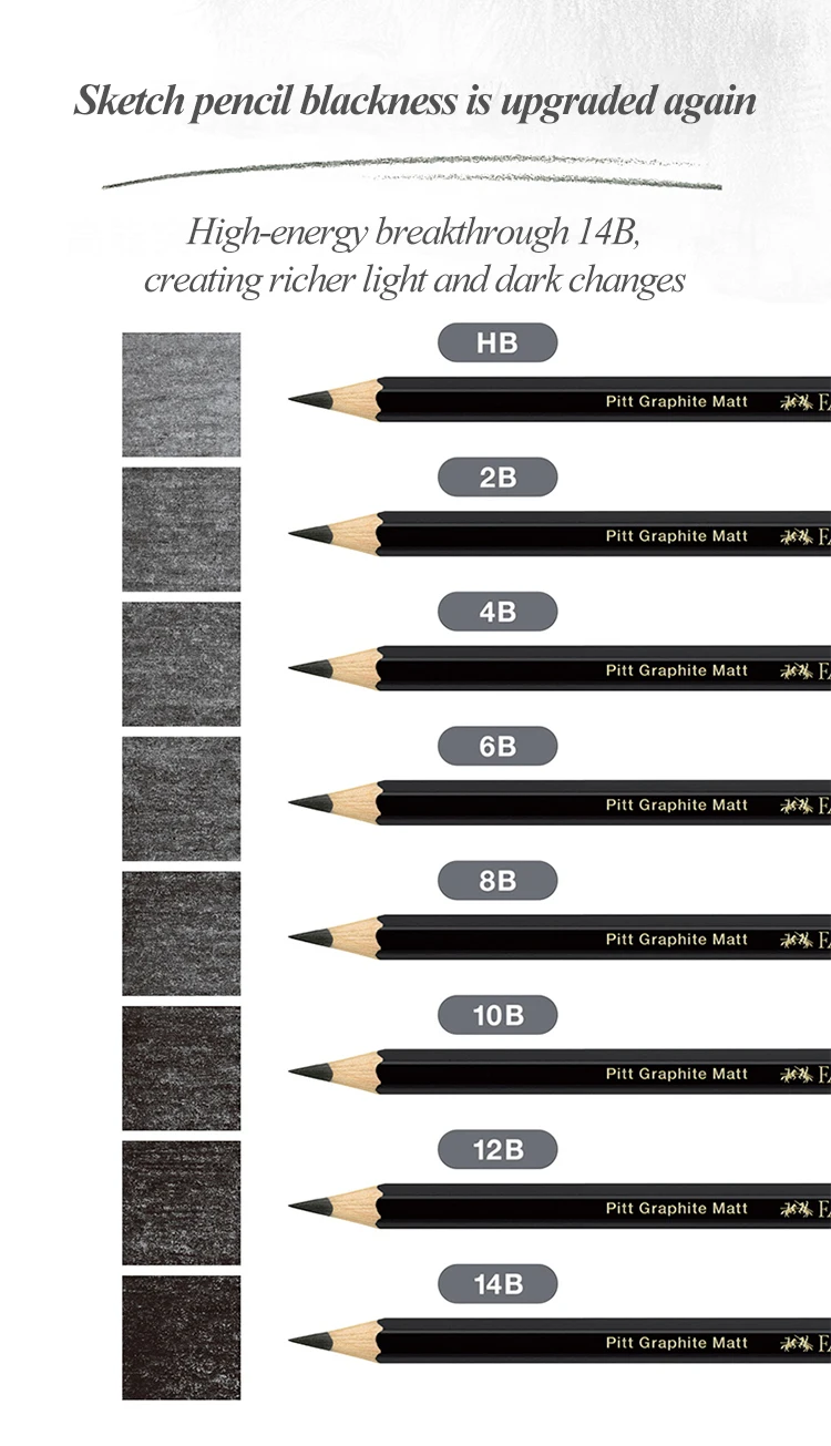 Faber-Castell Matte Sketch Pencil Painting Art Graphite Pencils Shading Writing Sketch Drawing Design Art Supplies 8/12pcs Set – Detail 10