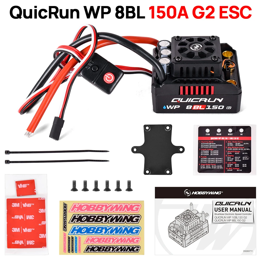 Hobbywing Quicrun 8BL150 G2 ESC 3-6S 150A lP67 wodoodporny wbudowany kondensator 2040uF bezszczotkowy bezczujnikowy dla 1/8 ciężarówki Monster