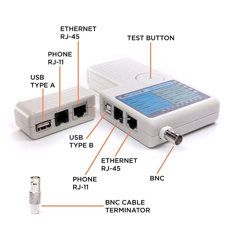 Professional Multi Function 4 In 1 Network Cable Tester RJ45/RJ11/USB/BNC LAN Cable Cat5 Cat6 Wire Tester