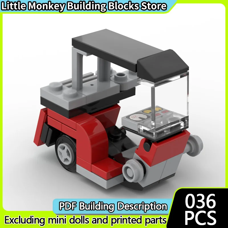 

City Car Model MOC Building Bricks Vintage Tricycle Side Car Modular Technology Children Holiday Gifts Assemble Toys Suit