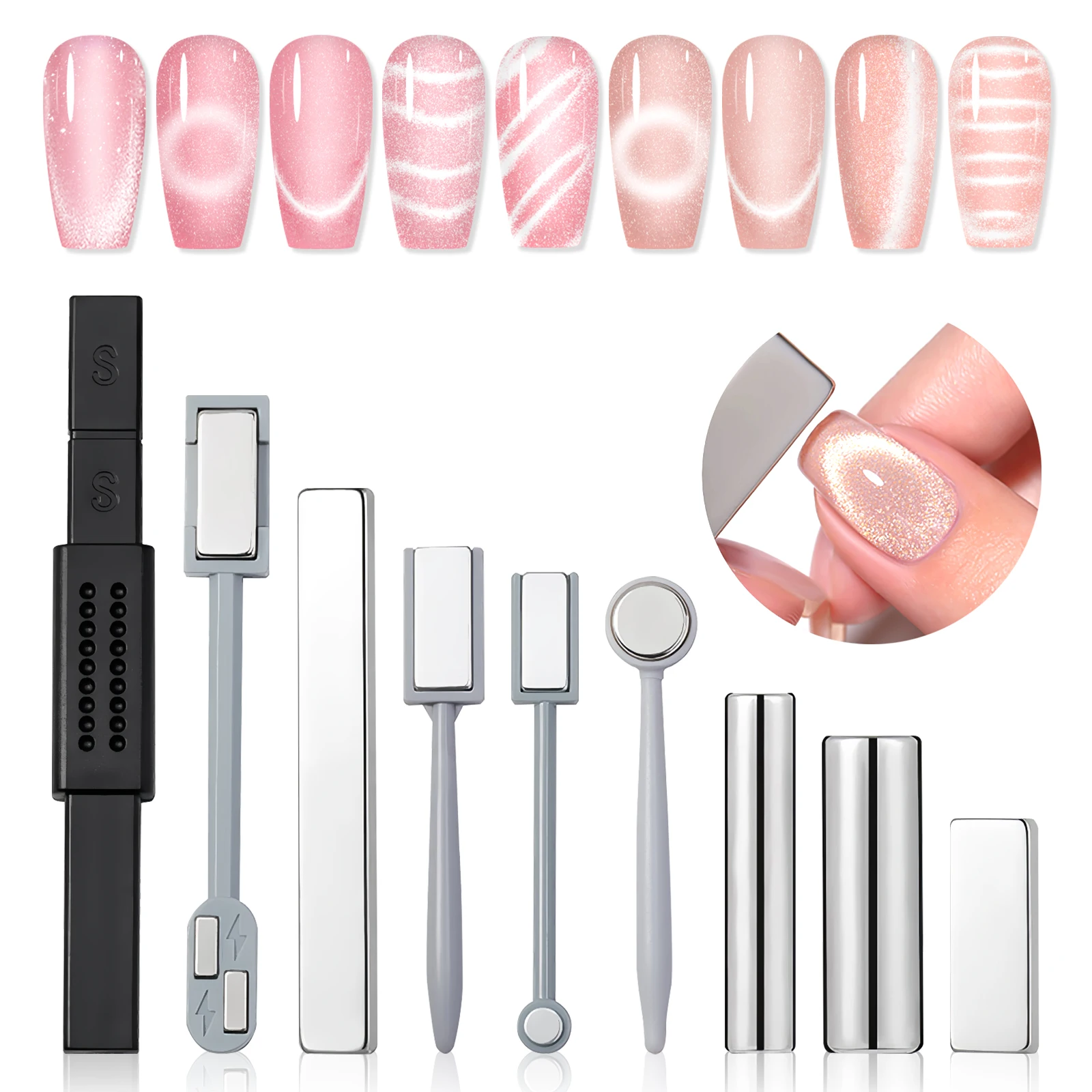 

SAVILAND 9 шт., набор магнитов «кошачий глаз» для ногтей, сильный всасывающий квадратный круглый двусторонний магнитный карандаш для различных эффектов гель-лака